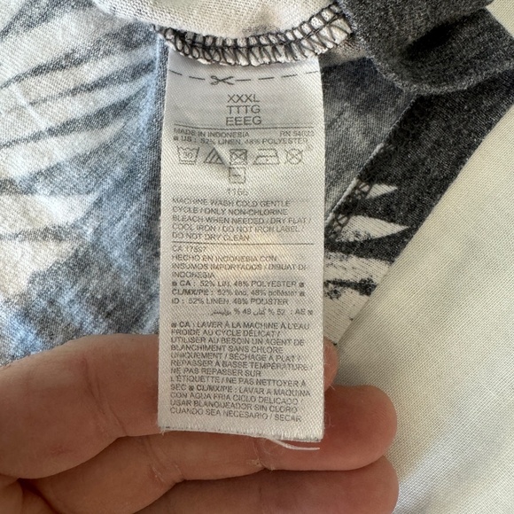 Old Navy Women's Linen Blend Tropical Leaf Print‎ Short Sleeve T-Shirt Gray XXXL - Picture 6 of 12